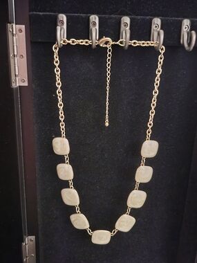Gold Chain Necklace with Ivory Tile Accents - Women Jewelry